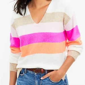 Loft Striped Relaxed V-Neck Sweater